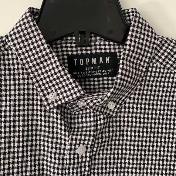 Topshop Topman Long Sleeve Houndstooth button down - Picture 2 of 5